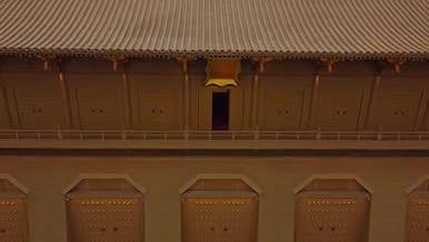 唐代大明宫公园金黄色建筑丹凤门4K航拍视频的预览图